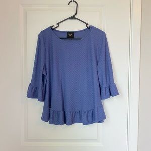 Ruffle Sleeve Pom Pom Polka Dot Top